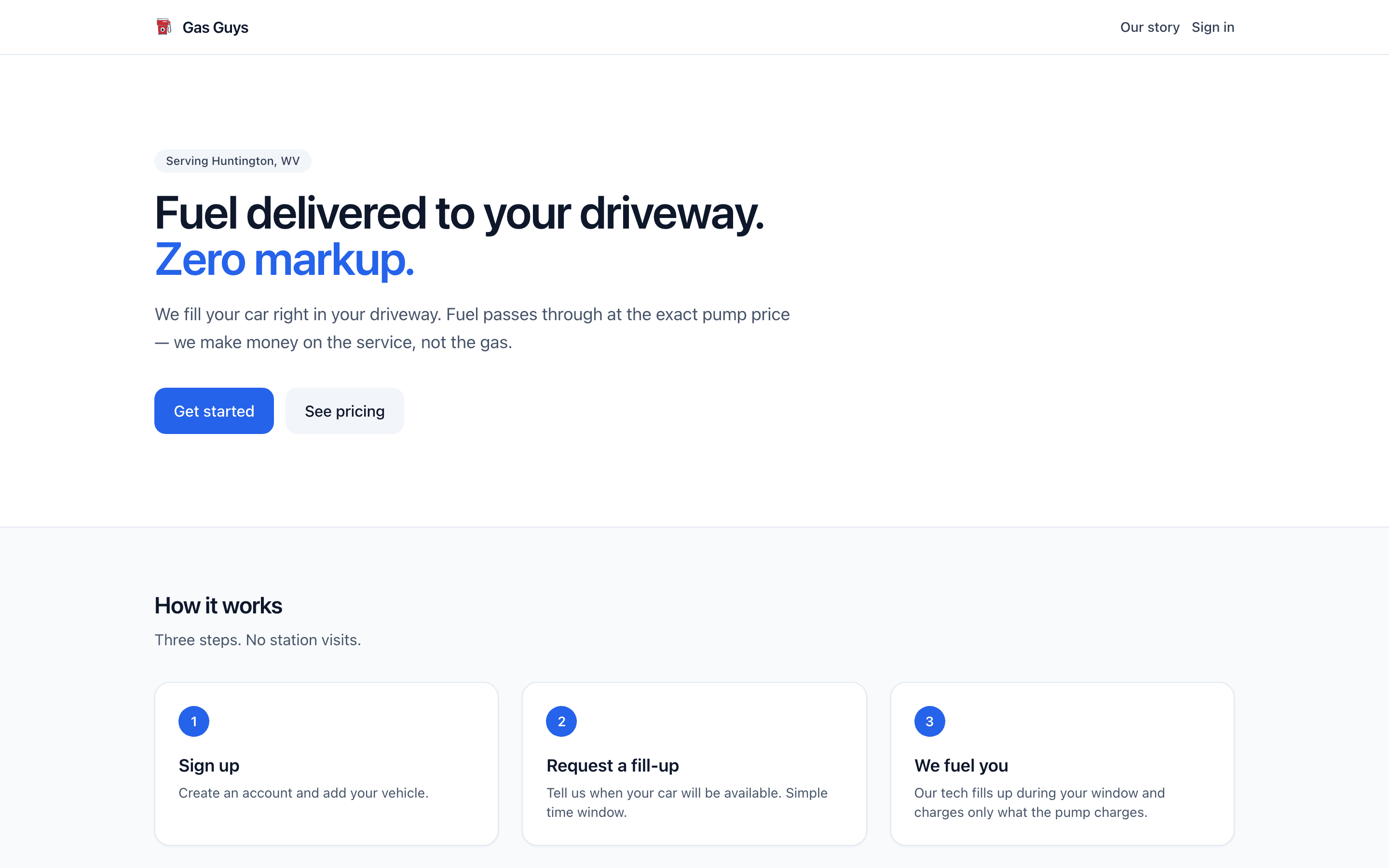 Gas Guys landing page